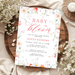 Invitation Bébé fleur sauvage en fleurs bébé fille shower