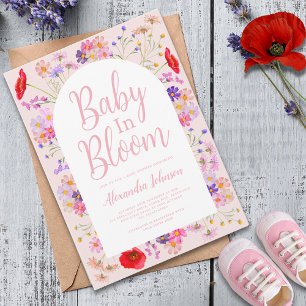 Invitation Bébé fleur sauvage en fleurs Fête prénatale pour b