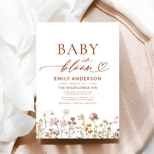 Invitation Bébé Fleur sauvage en terre cuite dans le Baby sho