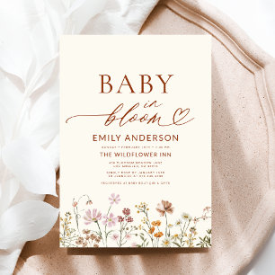 Invitation Bébé Fleur sauvage en terre cuite dans le Baby sho