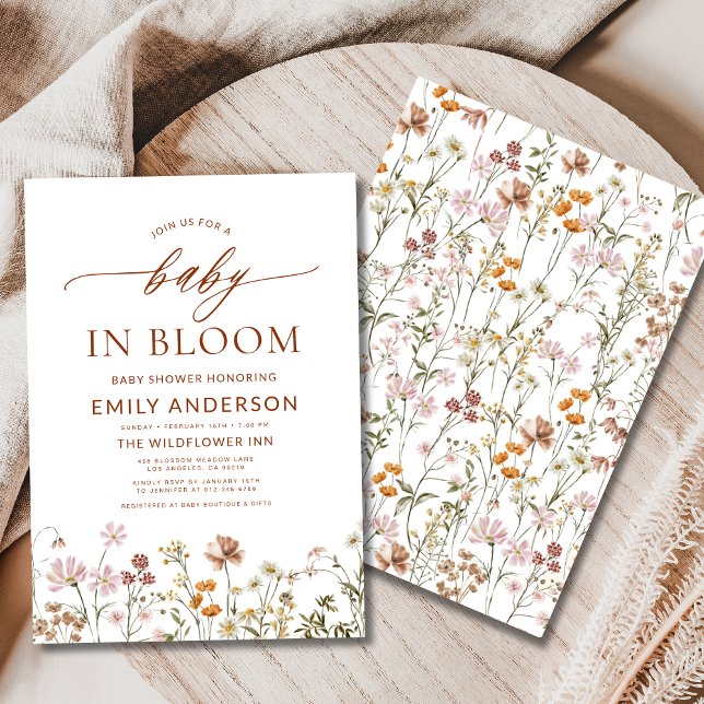 Invitation Bébé Fleur sauvage en terre cuite dans le Baby sho (Créateur téléchargé)