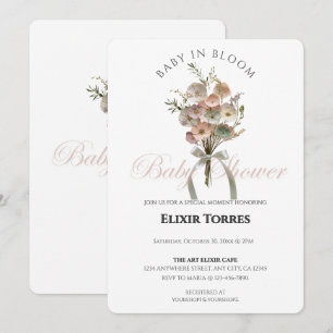 Invitation Bébé Fleur sauvage habillé dans le Baby shower Blo