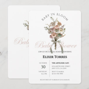 Invitation Bébé Fleur sauvage habillé dans le Baby shower Blo