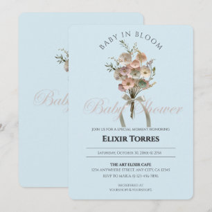 Invitation Bébé Fleur sauvage habillé dans le Baby shower Blo