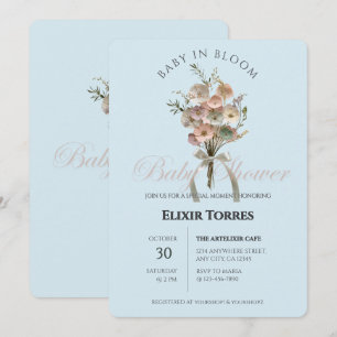 Invitation Bébé Fleur sauvage habillé dans le Baby shower Blo