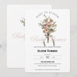 Invitation Bébé Fleur sauvage habillé dans le Baby shower Blo