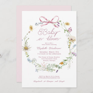 Invitation Bébé Fleur sauvage Rose Dans Baby shower Fleur