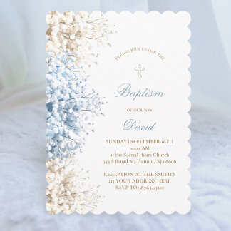 Invitation Bébé Fleurs du souffle bébé garçon Baptême