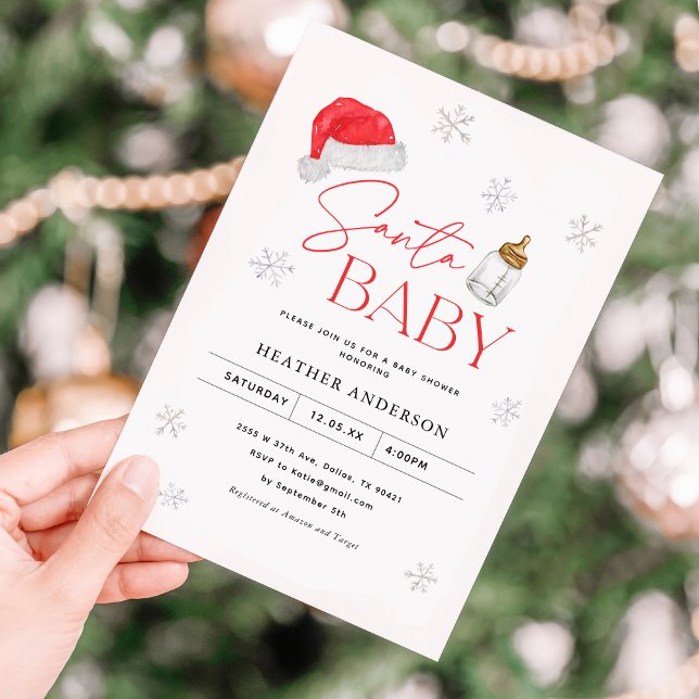 Invitation Bébé Flocon de neige Papa Noël Bébé Shower de Nais (Créateur téléchargé)