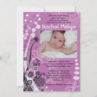 Invitation Bébé FLORAL AUDACIEUX et BEAU de photo appelant
