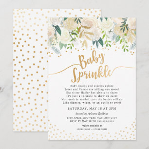 Invitation Bébé Floral blanc saupoudrer l'invitation