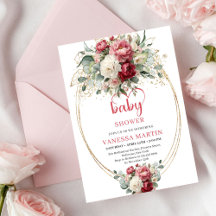 Bébé floral burgundy bohème chic en or blanc