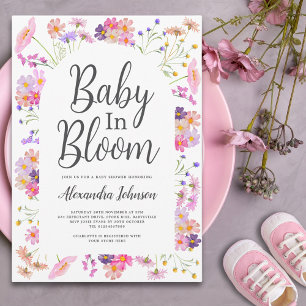 Invitation Bébé floral coloré dans le Baby shower fleuri