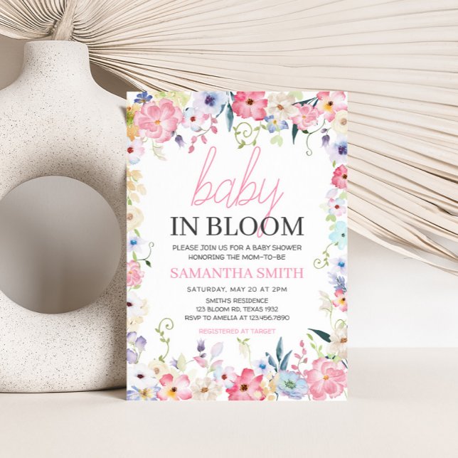 Invitation Bébé floral dans le Baby shower de printemps en fl (Baby in Bloom Baby Shower Invitation)