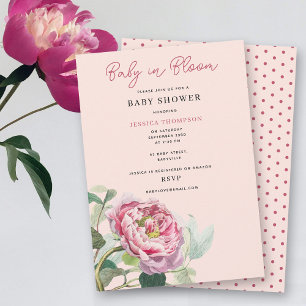 Invitation Bébé floral rose rose moderne dans le Baby shower