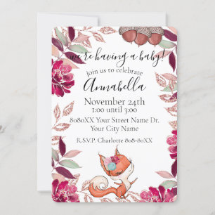 Invitation Bébé Fox et automne Foliage Autumn Baby shower Inv