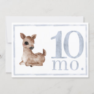 Invitation Bébé Garçon Aquarelle Jalon Dix Mois Ancienne Cart