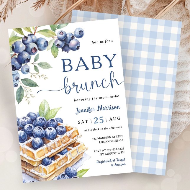 Invitation Bébé garçon Baby Shower Waffle aux myrtilles pour  (Créateur téléchargé)