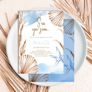 Invitation Bébé Garçon Bleu Océan Été Vous Verrez Bientôt Cél