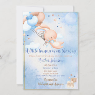 Invitation Bébé garçon fête prénatale de Baby Bunny