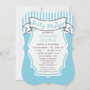 Invitation Bébé garçon moderne motif rayure mignon Douche