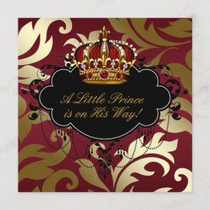 Invitation Bébé garçon Royal Red et Gold Prince Shower