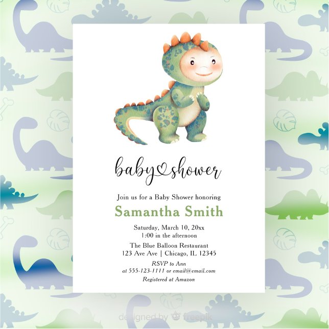 Invitation Bébé garçon Shower Thème Dinosaure (Créateur téléchargé)
