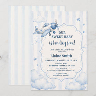 Invitation Bébé Garçon Thème Avion Fête Prénatale Bientôt à l