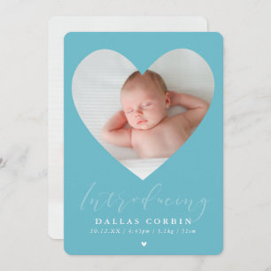 Invitation BÉBÉ GARY introduction photo mignonne cadre coeur 