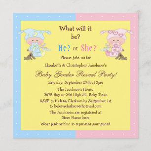Invitation Bébé Genre Révéler Bébés et lapins mignons