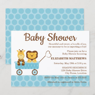 Invitation Bébé girafe et lion: Baby Shower
