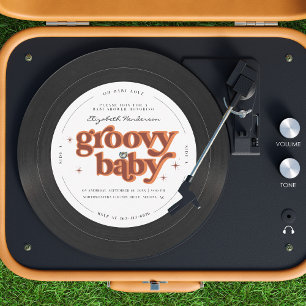 Invitation Bébé Groovy   Rétro Fête de Naissance sur Disque V