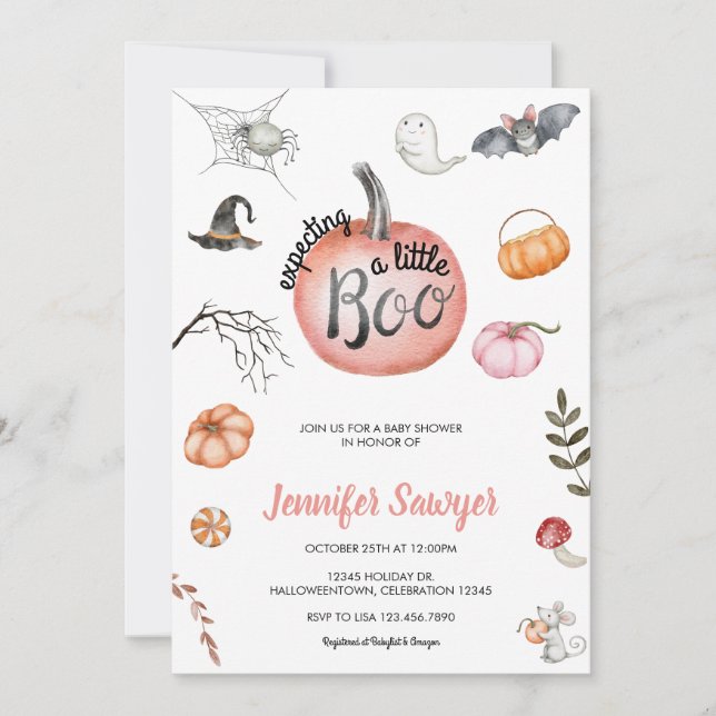Invitation Bébé Halloween | Citrouille Mignonne | Baby Shower (Devant)