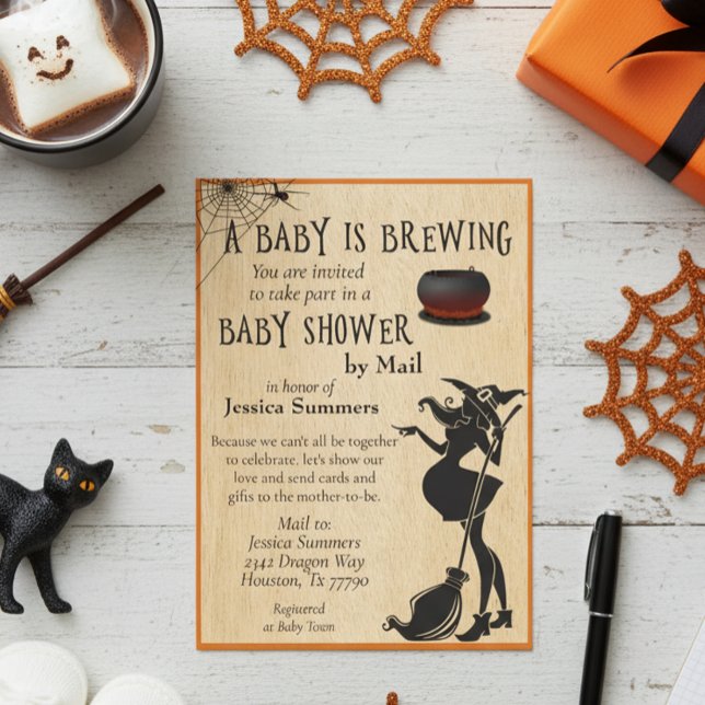 Invitation Bébé Halloween est en route par la Sorcière de la  (Créateur téléchargé)