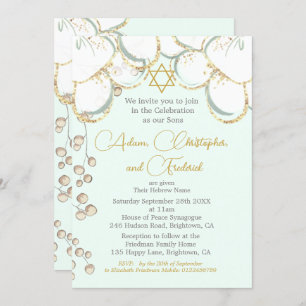 Invitation Bébé Hébreu Triplet jumeau Cérémonie de désignatio