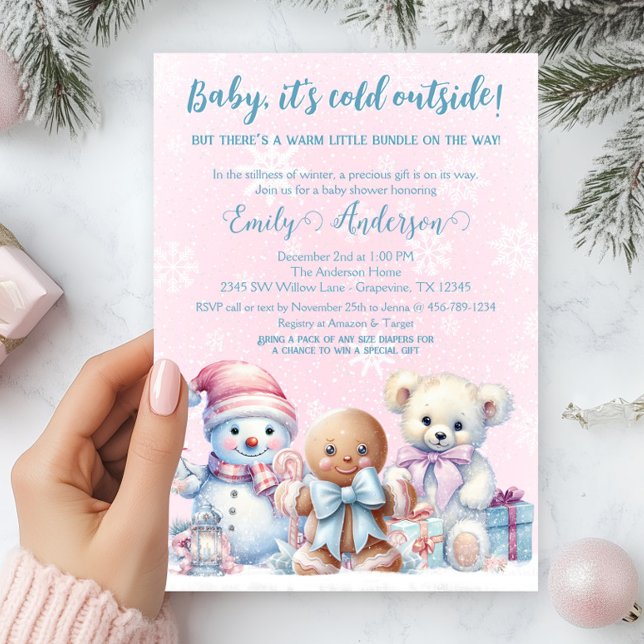 Invitation Bébé, il fait froid à l’extérieur de l’hiver Baby  (Adorable winter baby shower invitation. Simply add your event details.)