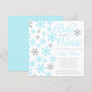 Invitation Bébé Il fait froid à l'extérieur Aqua Baby shower