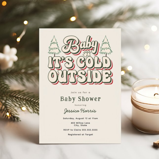 Invitation Bébé il fait froid à l'extérieur Baby Shower Rétro (Créateur téléchargé)