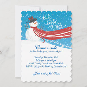 Invitation Bébé il fait froid à l'extérieur Bonhomme de neige
