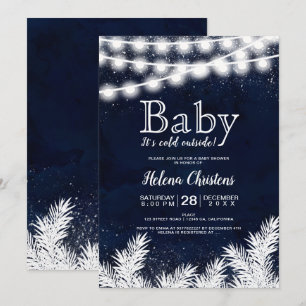 Invitation Bébé il fait froid à l'extérieur chaîne bleu pin c