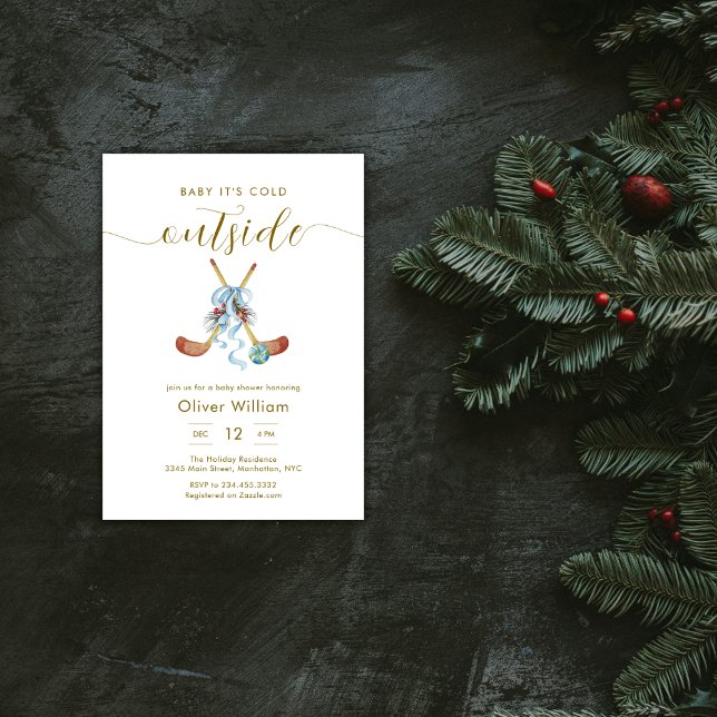 Invitation Bébé il fait froid à l'extérieur de la douche de b (Baby It's Cold Outside All Star Hockey Baby Shower Invitation)