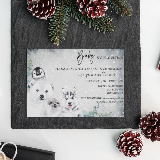 Invitation Bébé Il fait froid à l'extérieur de l'Arctique Dou (Créateur téléchargé)