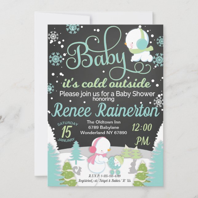 Invitation Bébé Il fait froid à l'extérieur du Baby shower Ch (Devant)