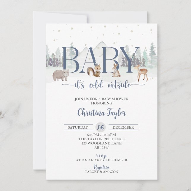 Invitation Bébé Il fait froid à l'extérieur du Baby shower, D (Devant)