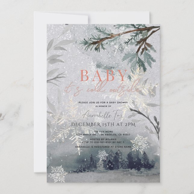Invitation Bébé Il fait froid à l'extérieur du Baby shower de (Devant)