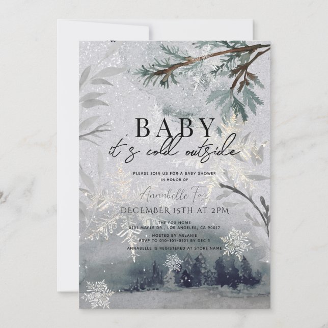 Invitation Bébé Il fait froid à l'extérieur du Baby shower de (Devant)