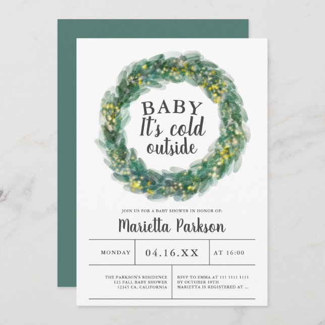 Invitation Bébé il fait froid à l'extérieur du baby shower de (Devant / Derrière)