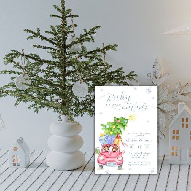Invitation Bébé il fait froid à l'extérieur Fête de bébé anim (Baby It's Cold Outside Woodland Animal Baby Shower Invitation)