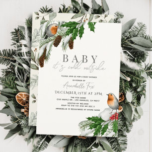 Invitation Bébé il fait froid à l'extérieur Robins Fête préna