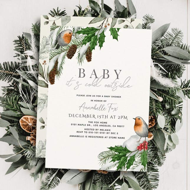 Invitation Bébé il fait froid à l'extérieur Robins Fête préna (Créateur téléchargé)